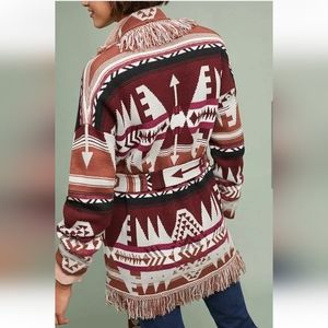 Anthropologie Moth Esther Southwest Fringe Sweater Cardigan, Size XS